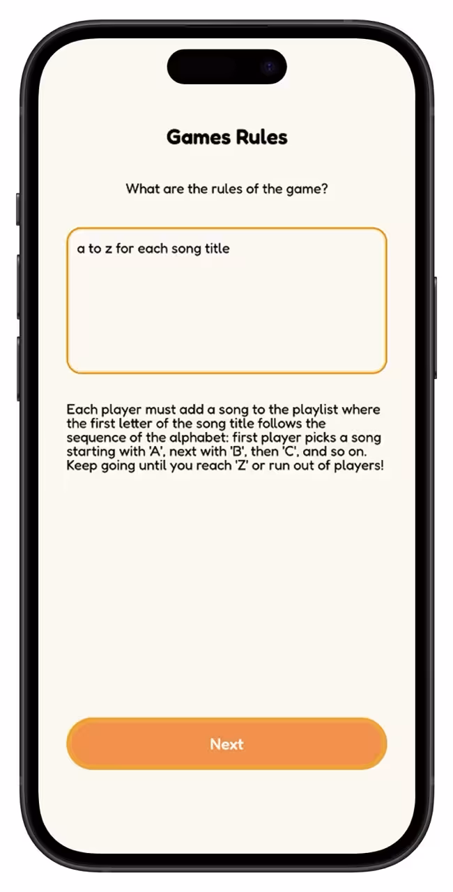 Game rules explained screen